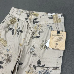 Democracy Floral Cargo Pants Women’s Sz 2 Cropped Scrunch Cottagecore Boho - Picture 1 of 16