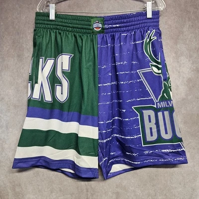 NWT Mitchell & Ness HWC Milwaukee Bucks Jumbotron 3.0 Jersey Shorts Mens L $75 - Image 1 of 4