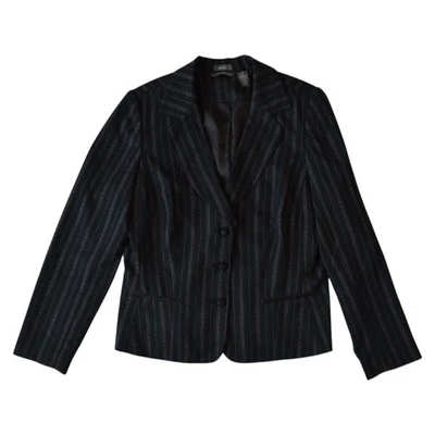 Blazer elástico a rayas negro Y2K Hillard & Hanson talla 10 Foto 1 de 4