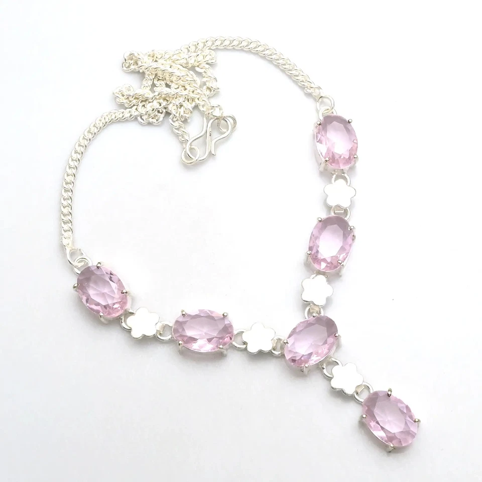 Pink Topaz Gemstone Ethnic Handmade Necklace Jewelry For Women 35 Gms AN 12884 - Image 1 of 1