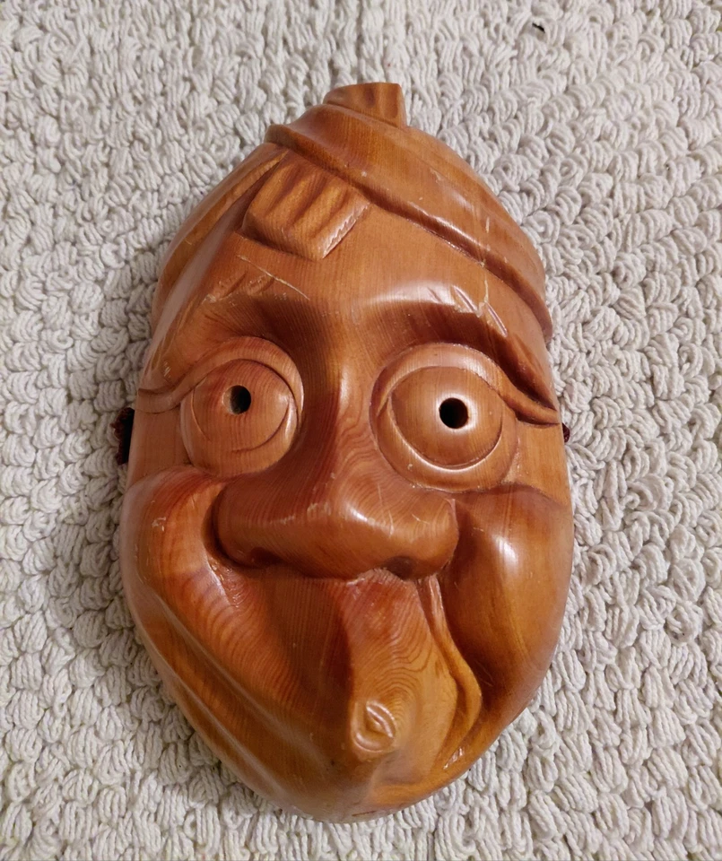Máscara HYOTTOKO de madera japonesa vintage NOH cómic dios arte popular decoración regalo Foto 1 de 4