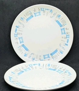  Vintage MCM Set 2 My Blue Heaven Speiseteller Royal China 50er Atomic Retro 10" - Bild 1 von 5