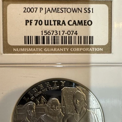2007 P Jamestown 400th Anniversary Silver Dollar Proof - Image 1 of 4