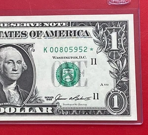 1985 STAR NOTE $1 DOLLAR BILL ( DALLAS K ) UNCIRCULATED - Picture 1 of 3