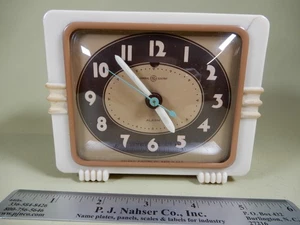 Telechron 7H118  "Troubadour" White Vintage Alarm Clock Small Crack New Cord - Picture 1 of 8