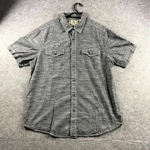Camisa con botones Woolrich para hombre manga corta grande gris calce regular informal algodón - Imagen 1 de 9