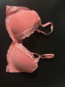 Natori Feathers Plunge T-Shirt Bra 34C 730023 Lace Mesh Lined Molded Cups - Picture 1 of 4