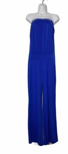 Arden B Womens Jumpsuit Blue Stretch Strapless Sleeveless Long Palazzo M New