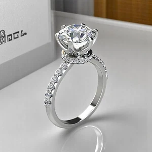 Wedding Ring Round Cut 1.40 Carat IGI GIA Lab Created Diamond 14k White Gold - Picture 1 of 13