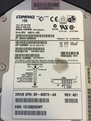 COMPAQ BF01863644 18.2GB Wide Ultra3 SCSI HDD With Rails - Image 1 of 3