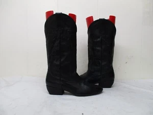 Vaneli Black Leather Inlay Cowboy Boots Womens Size 5 M - Picture 1 of 10