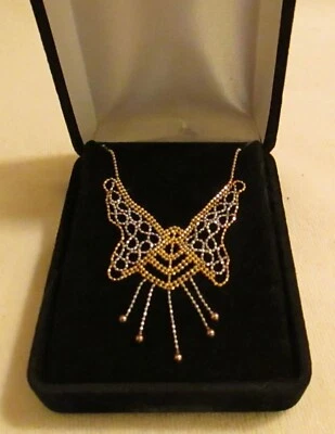 10kt Yellow & White Gold Beaded Butterfly 17" Necklace - 4 grams - STUNNING! - Image 1 of 4