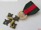  Steampunk badge brooch pin drape Medal hey moustache tash chap hop Elemental