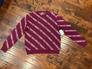 BALENCIAGA Power Of Dreams Mens Maroon Wool Long Sleeve Crewneck Sweater, Size M - Picture 1 of 10