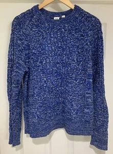 Gap Women's Cable Knit Crewneck Pullover Sweater Sz. Med $88 Royal Blue - Picture 1 of 5