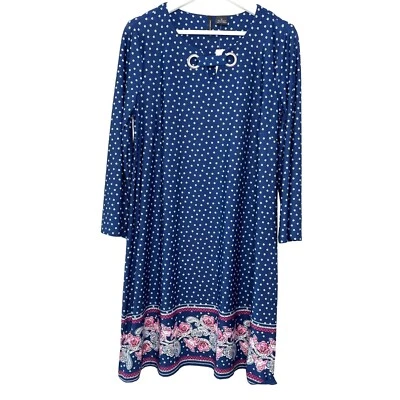 Vestido New Directions Mujer Mediano Floral Azul Rosa Cambio Informal Trabajo Elástico Foto 1 de 4