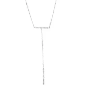 Sterling Silver and CZ Double Bar Necklace - Picture 1 of 1