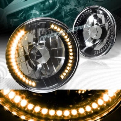 7 «КРУГЛЫЙ H6024 H6014 H6017 ЧЕРНЫЙ КОРПУС ЯНТАРНЫЙ СВЕТОДИОД КОЛЬЦО ГЕРМЕТИЧНЫЙ ЛУЧ ФАРЫ - Изображение 1 из 4