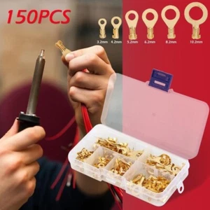 150pcs Ring Type Cable Bare Terminals Crimp Non-insulated Wire Connectors Kit - Picture 1 of 8
