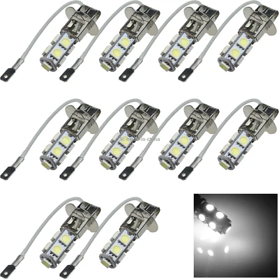 10x White Car H3 Front Light Turn Blub 9 Emitters 5050 SMD LED IEC7004-47 H051 - Image 1 of 4