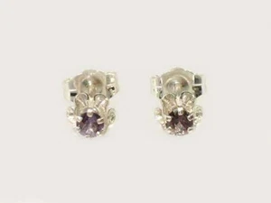 Vintage Alexandrite Earrings ¼ct Tanzanian Purple to Pink Natural Color Change - Picture 1 of 9