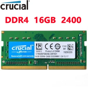 CRUCIAL DDR4 16GB 1X16 2400 PC4-19200 Laptop 260-Pin SODIMM Notebook Memory RAM - Picture 1 of 10