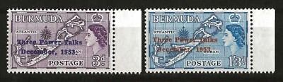 BERMUDA - Scott# 164-5 -SG# 152-3 - 1953 - Three Power Conference - MH - Image 1 of 2