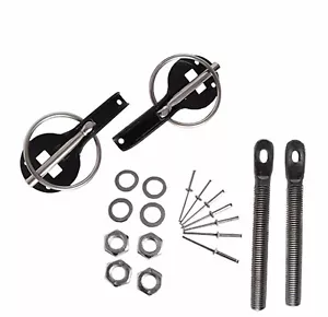 Universal Quick Release Bonnet Pins / Engine Hood Lock, Slide Plated Black - Picture 1 of 2