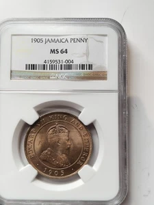 Jamaica 1905 Penny NGC MS64 Mint Lustre Video - Picture 1 of 7
