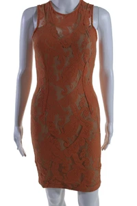 Vestido Yigal Azrouel Mujer Encaje Sin Mangas Body Con Naranja Beige Talla 2 - Imagen 1 de 7