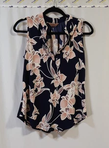 sjs blau und rosa Blumen ärmelloses Top Größe S - Bild 1 von 3