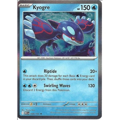 034/132 Kyogre : Rare Holo Card : Mega Evolution : Pokemon TCG - Image 1 of 2