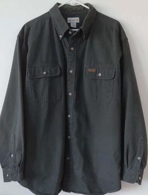 Рубашка CARHARTT мужская размер XL средний вес с длинным рукавом на пуговицах холщовая хлопковая темно-серая - Изображение 1 из 4