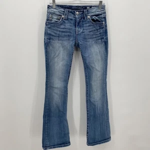 Pantalones de mezclilla Miss Me Signature Bootcut bolsillos desgastados azul claro talla 27 para mujer - Imagen 1 de 11
