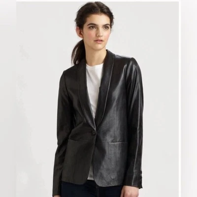 Blazer chaqueta de gamuza de cuero Vince negro nuevo sin etiquetas Foto 1 de 4