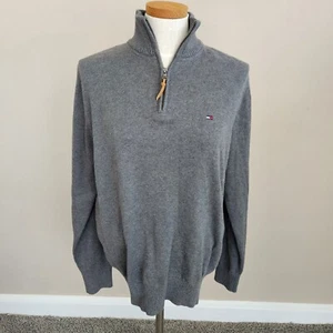 Tommy Hilfiger Men's Long Sleeve gray Quarter Zip Pullover Sweatshirt Large - Picture 1 of 4