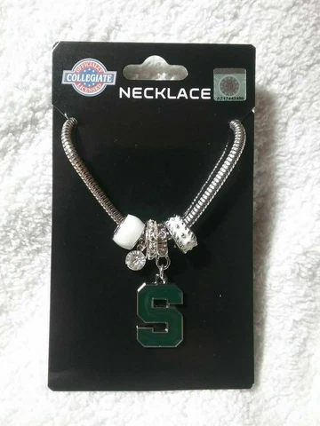 Michigan State Spartans MSU 5 Silver Charm Chain Necklace Jewelry Collegiate NEW Cover