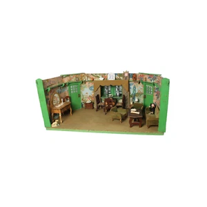 Antique Green Dollhouse Room ca. 1935–1950 | Detailed Miniature Living Room - Picture 1 of 10