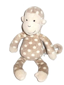 9" Little Jellycat Monty Monkey Tan Polka Dot Rattle Soft Plush Stuffed Lovey - Picture 1 of 2