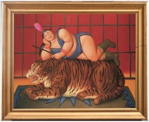 Art OIL PAINTING REPRO OF FERNANDO BOTERO Fat girl and tiger ON CANVAS 30"X40" - Picture 1 of 2