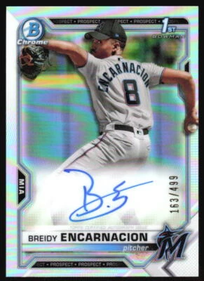 2021 Bowman Chrome Breidy Encarnacion #CPA-BE 1st Refractor Auto #d /499 Marlins - Image 1 of 2