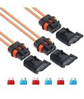 WFH16-3 Recoil 3 Pack Waterproof ATC/ATO Inline 16AWG Fuse Holder with 3pcs 10A 