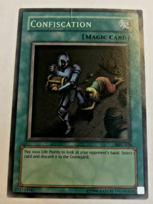 Yugioh - Confiscation - MRL-038 - Super Rare - Unlimited Edition - Played - Image 1 of 4