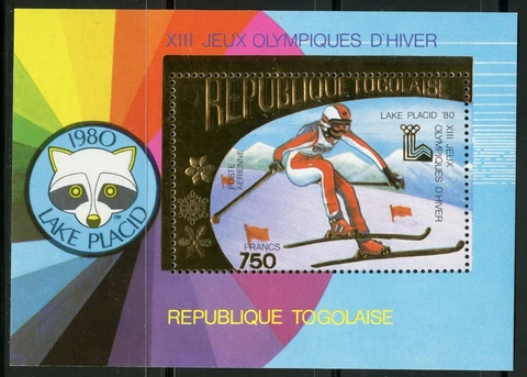 Togo Jo Olympic Games 80 Lake Placid Ski Gold Foil Gold Michel 1420 Bloc 152 A Cover