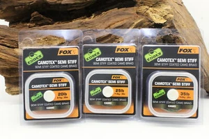 Fox Edges Camotex Semi-Stiff  20lb 25lb 35lb 20m Vorfachschnur Karpfenangeln NEW - Picture 1 of 4
