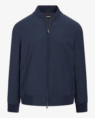 Express - Chaqueta Bomber Mezcla Lana Azul Marino - Cremallera 2 Vías - Talla XS - Nueva con etiquetas Foto 1 de 4