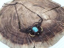 'Goddess' Macrame Necklace Pendant Jewellery Labradorite Stone Thread Handmade