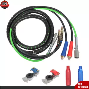 For Semi Truck 3-in-1 15FT Wrap 7 Way ABS Electrical Cables &Rubber Air Line Kit - Picture 1 of 10