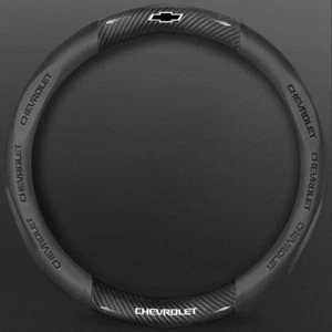 15" Steering Wheel Cover Genuine Leather For Chevrolet All Bright Black Leather - Picture 1 of 5