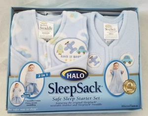 HALO SleepSack Safe Sleep Starter Kit Airplanes Swaddle & Wearable Blanket NIP - Picture 1 of 14
